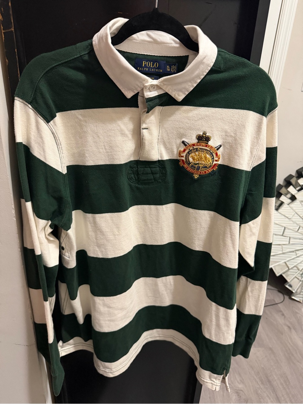 Polo by Ralph Lauren Dark Green & White Striped Rugby Polo